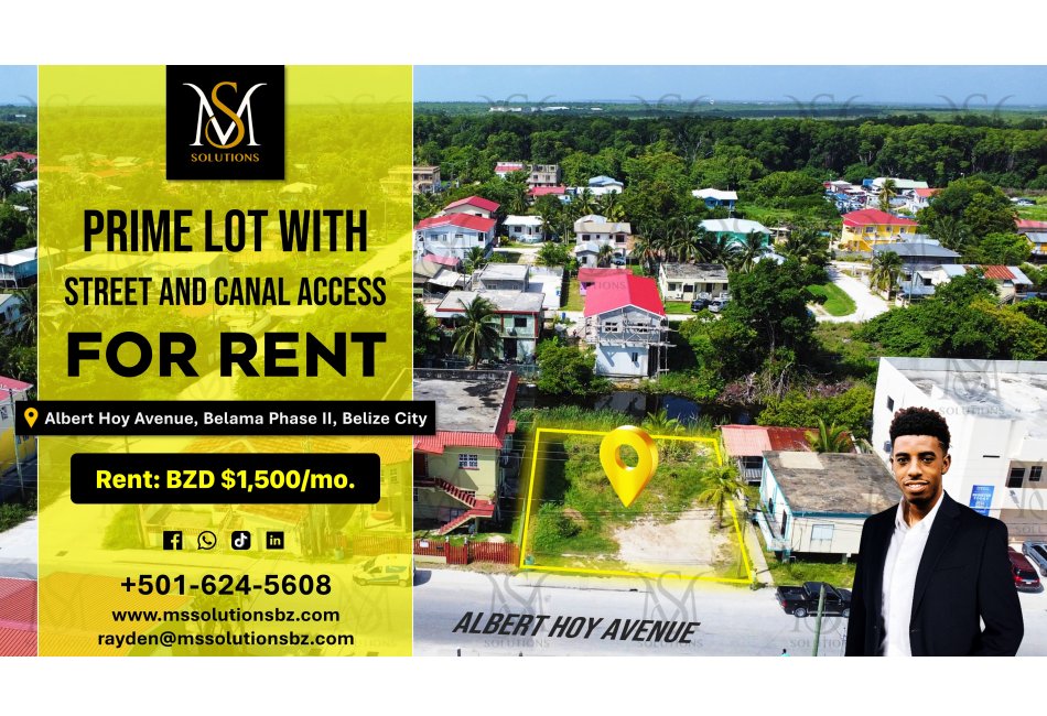 Prime Street Front Lot with Canal Access for Rent in Belama!